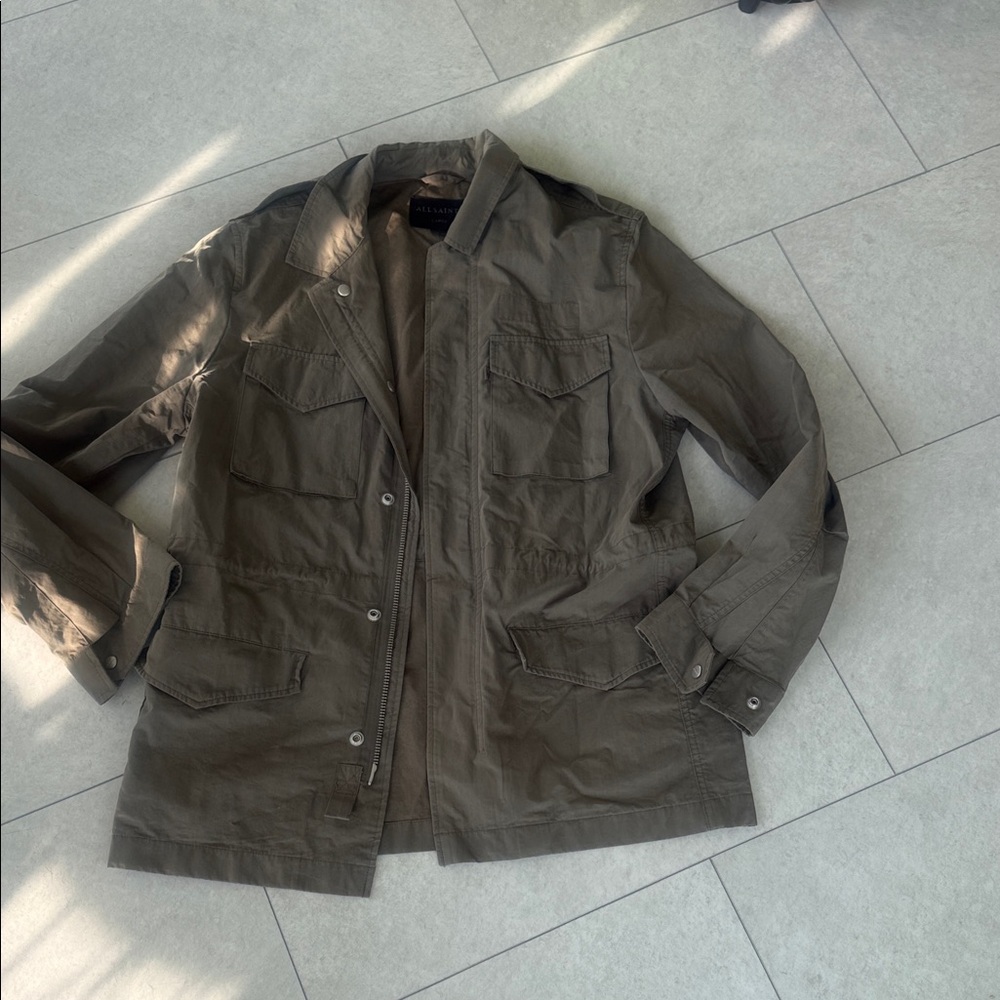 AllSaints Men's Olive Utility Jacket-Large